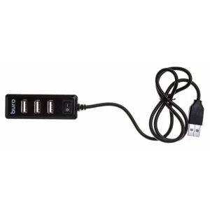 Разветвитель USB 2.0 Buro BU-HUB4-0.5L-U2.0 (4х USB 2.0) черный