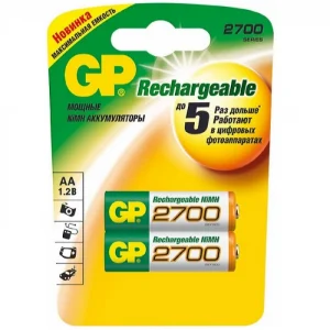 Аккумулятор GP AA, 2700мАч, 1.2В, Ni-MH, HR6-2BL/270AAHC-2 (цена за 1 элемент)
