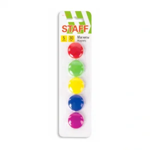 Магниты д/доски, 3 см ассорти (5 шт/упак), STAFF «Basic»