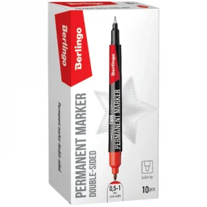 Маркер перманентный 1-0.5 мм, красный, двусторон., пулевидный, Berlingo.Multiline PE55