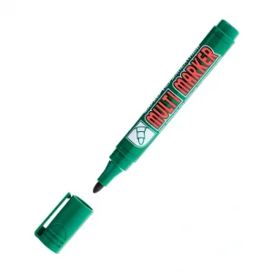 Маркер перманентный 3 мм, зеленый , пулевидный, CROWN MULTI MARKER