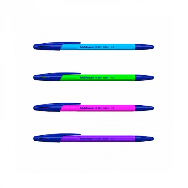 Ручка шариковая 0,7 мм., синяя, Erich Krause R-301 Neon Stick — изображение 2