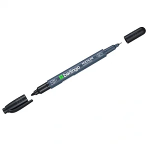 Маркер перманентный 1-0.5 мм, черный, двусторон., пулевидный, Berlingo.Multiline PE55