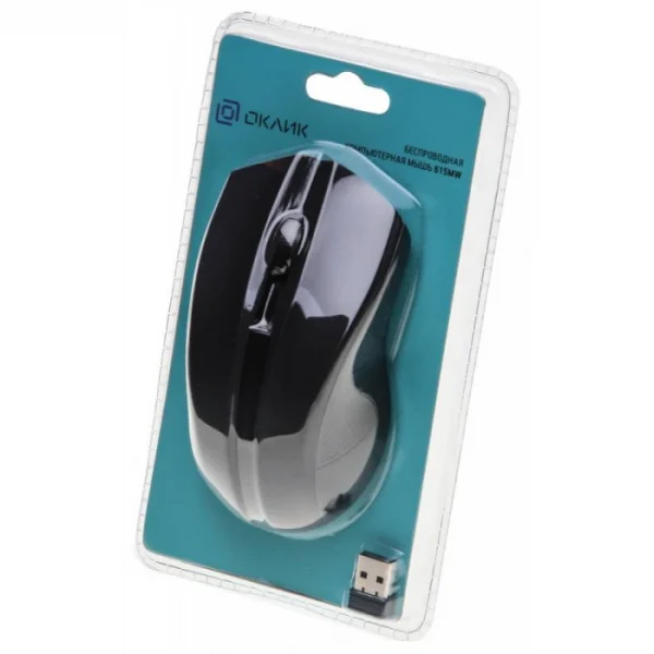 Мышь беспроводная Oklick 615MW (1000dpi, светодиодная, 2 кнопки, 2.4ГГц, USB) Черный/синий — изображение 2