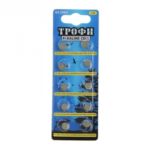 Батарейка Трофи  G3  щелочная, 1.5В, G3/LR41/LR736 упаковка 10шт (цена за блистер!!)