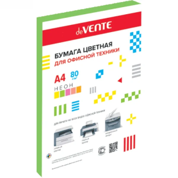 Бумага цветная deVENTE, неон, зеленый, А4, 75 г/м², 100 л.
