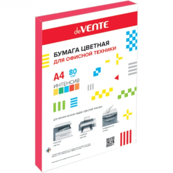 Бумага цветная deVENTE, интенсив красный, А4, 80 г/м², 100 л.