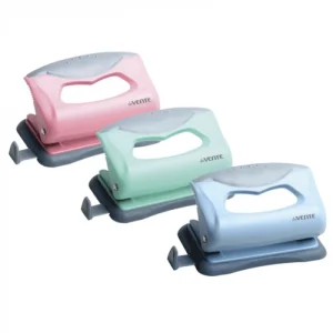 Дырокол до 10 л., пластик. корпус, с линейкой, каучук. вставка, ассорти пастель, deVENTE. Pastel