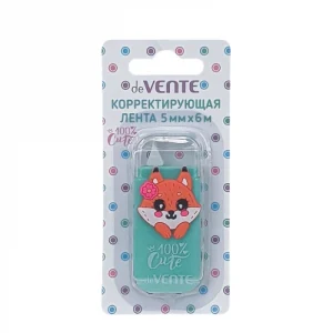 Лента-штрих корректирующая 5 мм х 06 м, фронтальный аппликатор, бирюз. корп., deVENTE 100% Cute. Fox